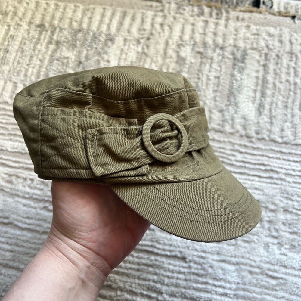 D&Y Olive Green Cadet Cap with Decorative Buckle
